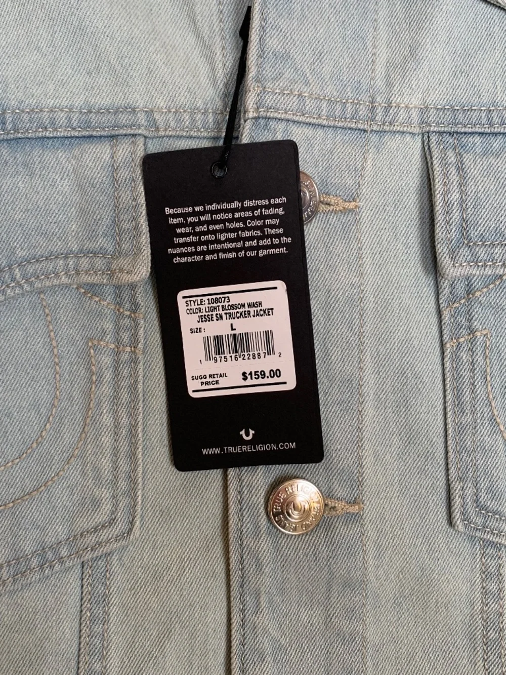 ✨HOST PICK✨ True Religion‎ Light Blue Jesse Denim Trucker Jacket Men L Y2K